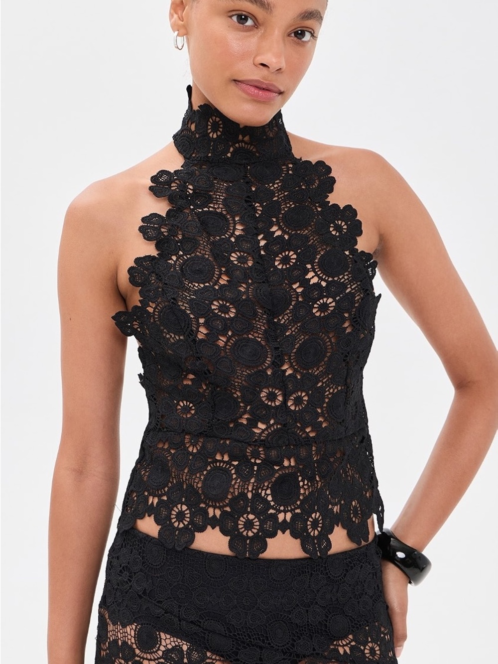 Lioness Black Trophy Halter Top, Size Small.